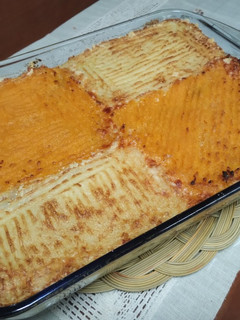 Una foto de Pastel de papa y zapallo con relleno de acelga