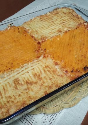Una foto de Pastel de papa y zapallo con relleno de acelga