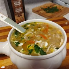 A picture of Chicken barley soup.