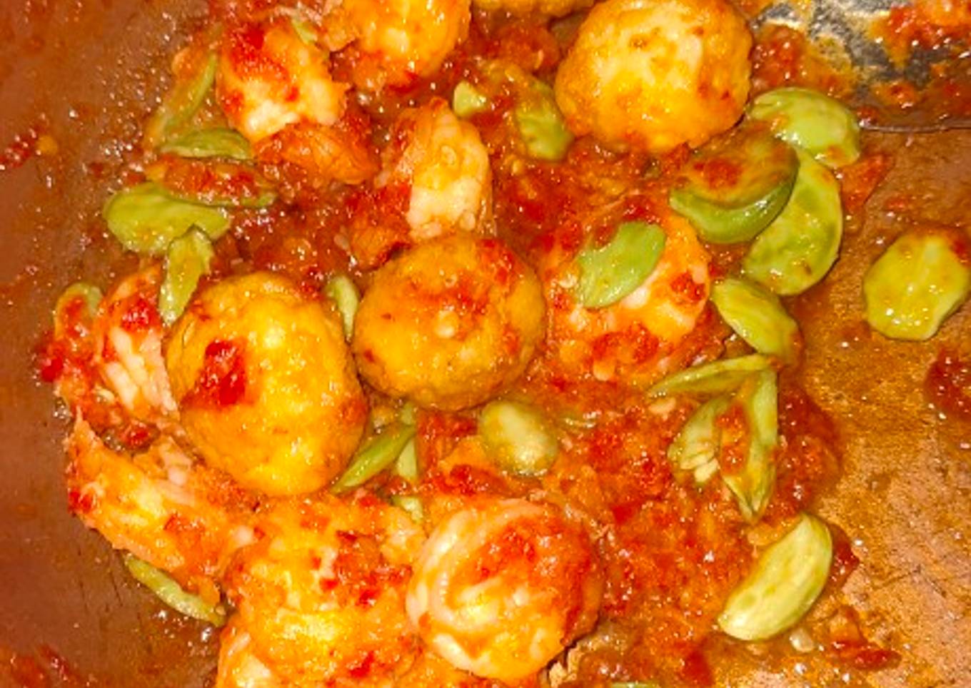 Tumis Cabe Udang Pete Telur Puyuh