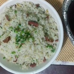A picture of Fried Rice Chorizo & Spring Onions.