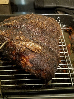 A picture of Smoked Espresso Rubbed Brisket Sandwich.