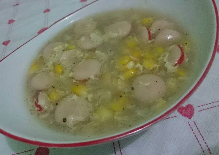 Sup jagung sosis lada hitam
