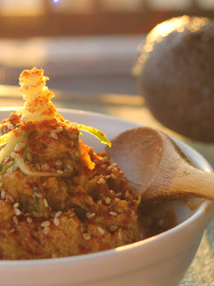 A picture of Smoked Sesame-Ginger Avocado Cream Sauce with Zoodles(Zucchini Noodles).