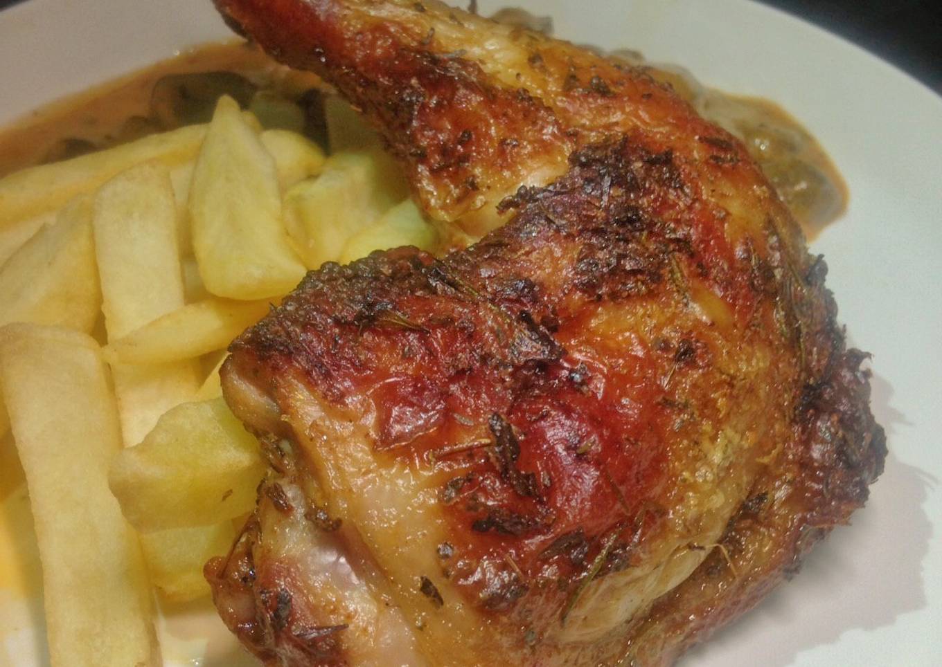 Poulet Rôti Air Fryer • Ayam Panggang dg Saus Jamur Porsi Single