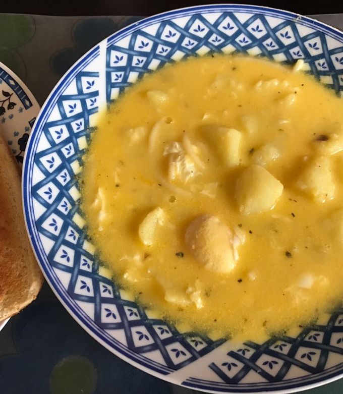 Una foto de Sopa de queso y papa