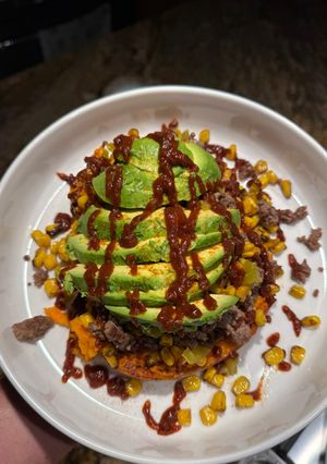 A picture of Baja Loaded Sweet Potatoes.