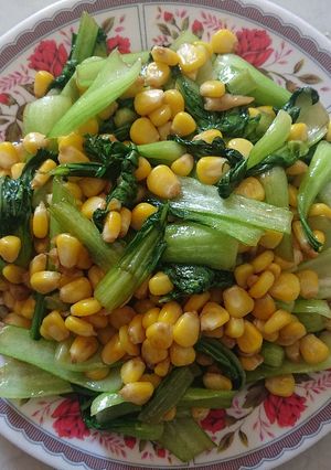 Hình của món Cải thìa xào bắp.