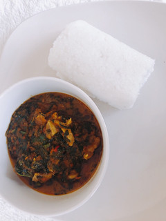 A picture of Vegetable soup with tuwon shinkafa.