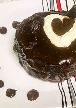 A picture of Decadent checkers cake in microwave.