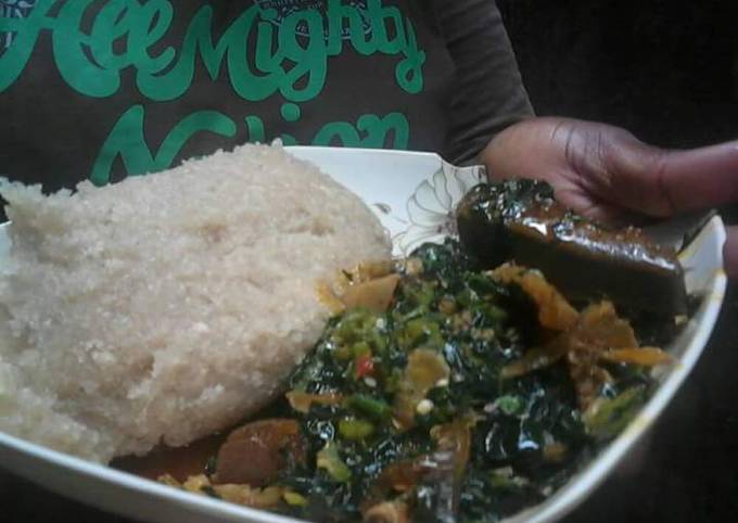 Easy Breezy Ugwu and Okra soup paired with Eba