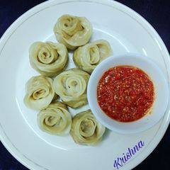 A picture of Rose shape veg momos.