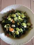 Tumis daun lumai + pete