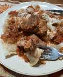 Salsa de falda con ravioles