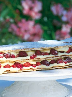 A picture of Vanilla cream & seasonal fruit mille-fueille.