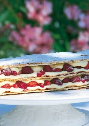 A picture of Vanilla cream & seasonal fruit mille-fueille.