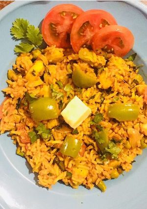 A picture of Pav Bhaji Pulao (Tawa Pulao).