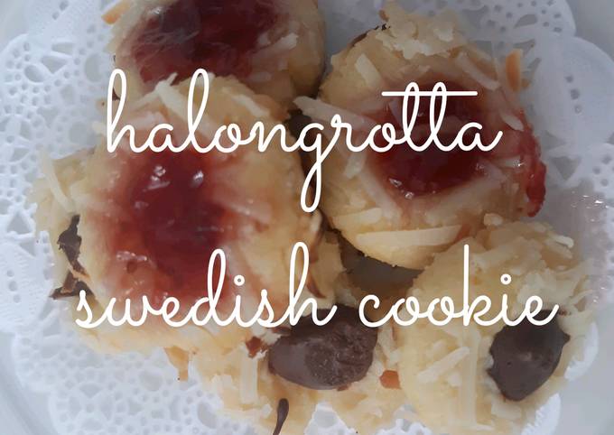 Hallongrotta swedish thumbprint cookie (metode oven panci kukus)