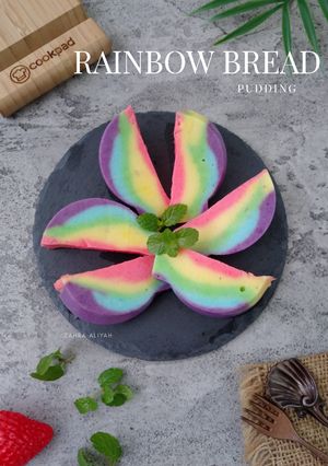 Foto resep Rainbow bread pudding