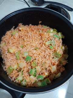 Una foto de Arroz rojo con calabaza