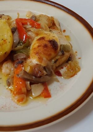 Una foto de Bacallà amb confitura de vegetals