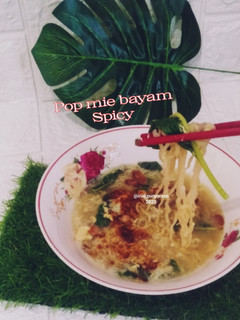 Foto resep Pop Mie Bayam Spicy