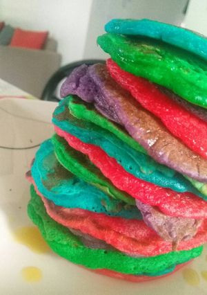 A picture of Banana Rainbow Pancakes.