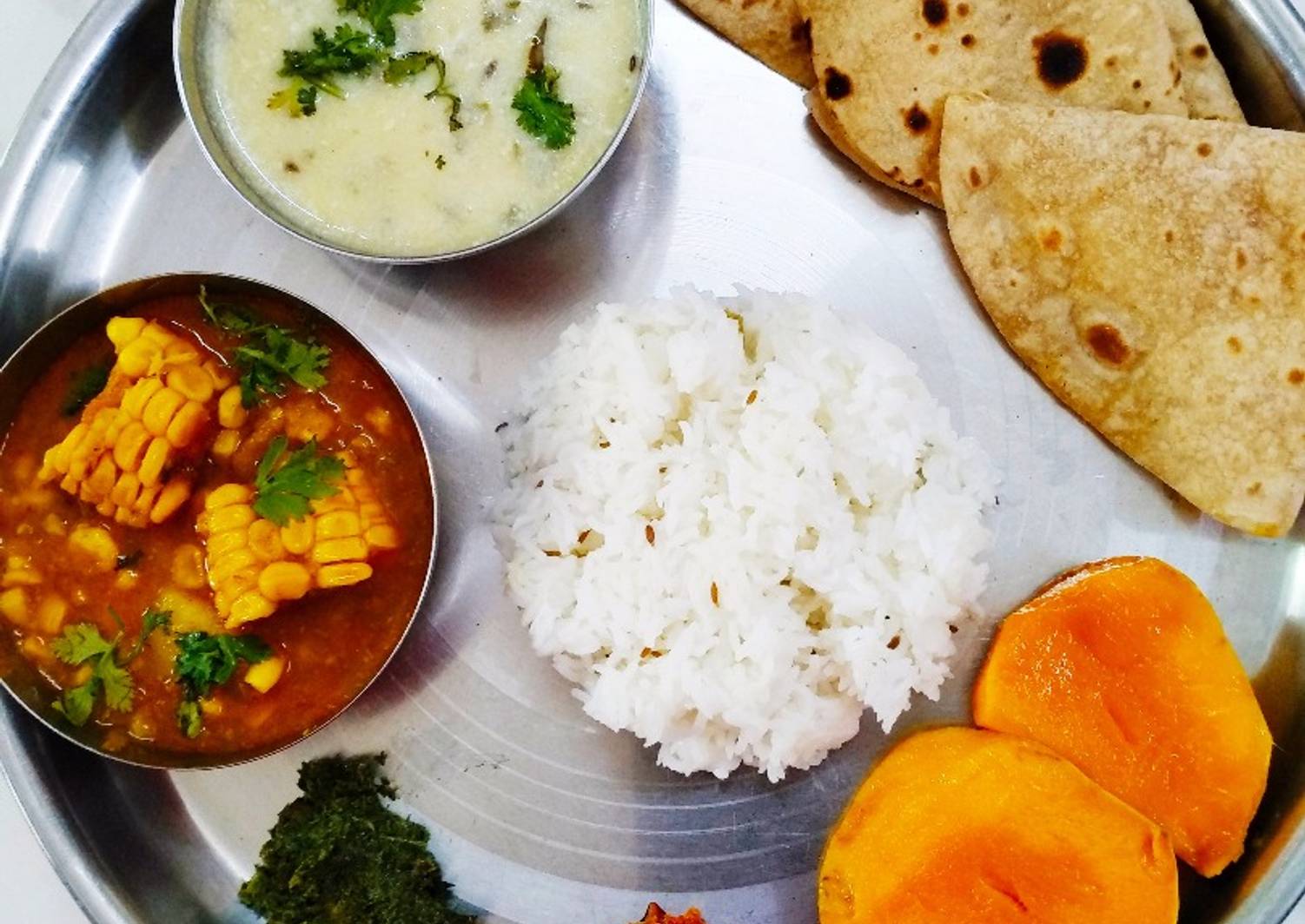 Satvik food-Gujarati thali Recipe by Geeta Godhiwala - Cookpad