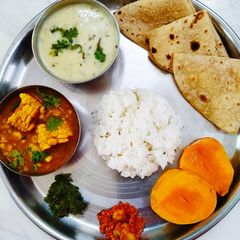 Satvik food-Gujarati thali A picture of Satvik food-Gujarati thali.