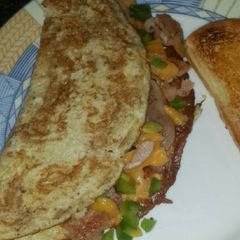 A picture of Bacon and cheese omelette.