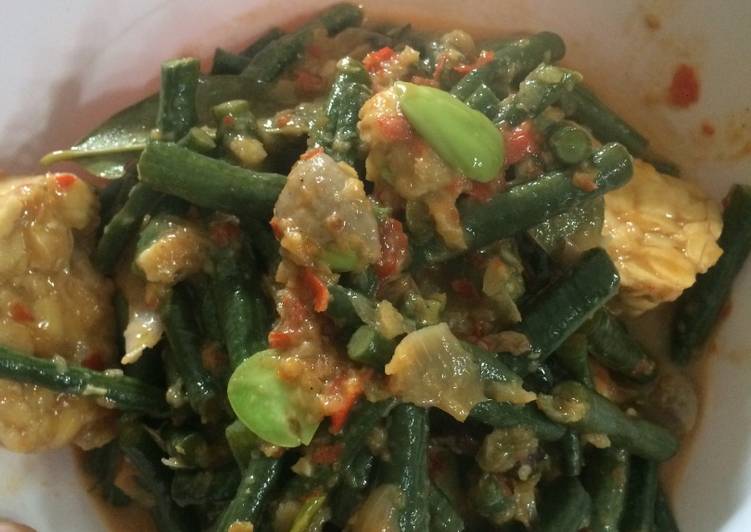 Tumis santan kacang panjang with pete tempe