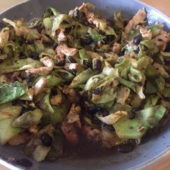A picture of Sweetheart cabbage and black bean stir fry.