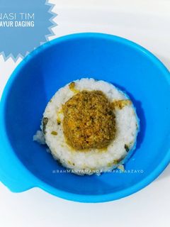 Foto resep MPASI nasi tim sayur daging