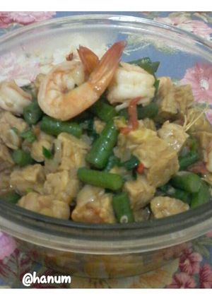 Foto resep Oseng tempe udang kacang panjang