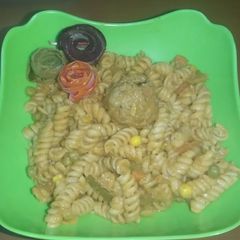 A picture of Vegetables corn pasta.