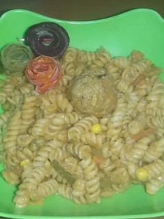 A picture of Vegetables corn pasta.