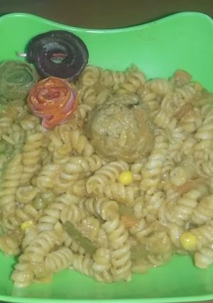 A picture of Vegetables corn pasta.