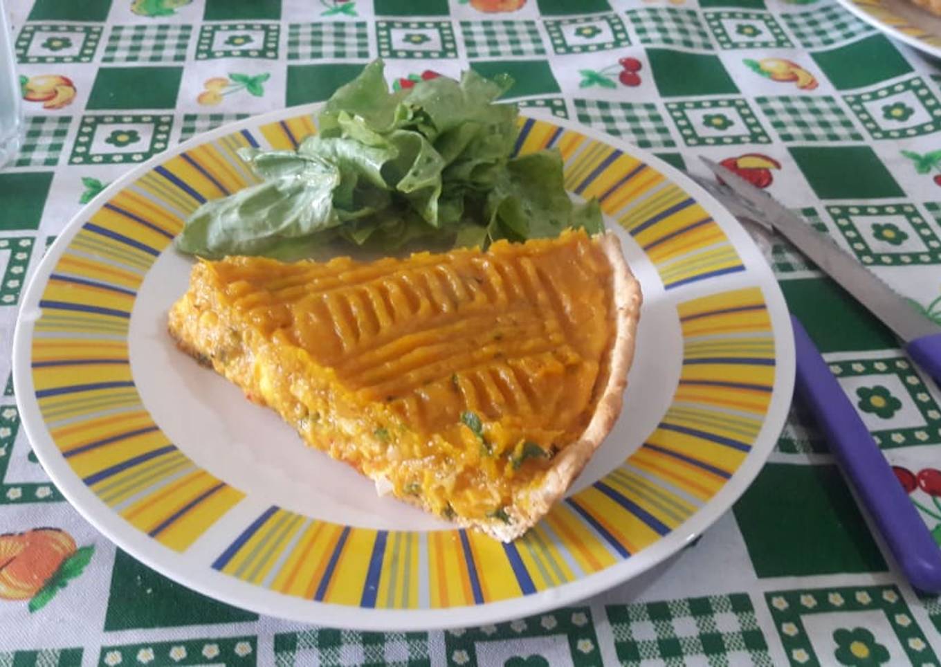 Tarta de choclo, calabaza y albahaca