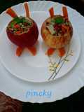 Apple stuffed with sprout &fruits kid's special