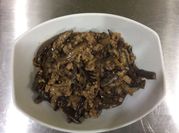 A picture of ground meat with eggs