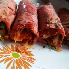 A picture of Beetroot kathi roll.