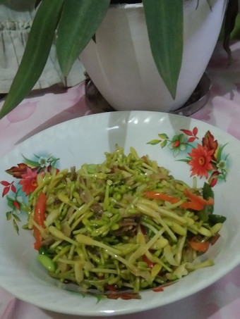 Cara Gampang Membuat Tumis kembang pepaya teri pete, Lezat Sekali