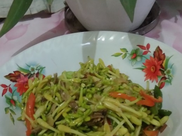 Cara Gampang Membuat Tumis kembang pepaya teri pete, Lezat Sekali