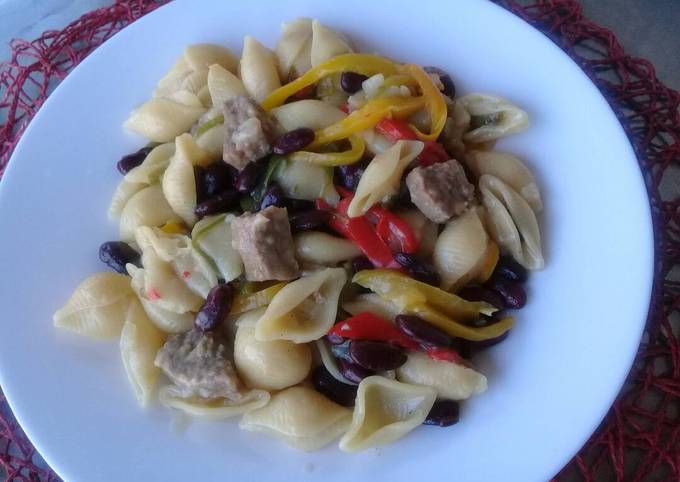 Tofette pasta with red beans & burger Recipe by Andre - Cookpad