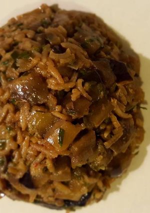 Une photo de Timbale de riz à l'aubergine