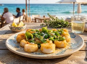 Una foto de Anillas de Pota Fritas con Pimiento Verde