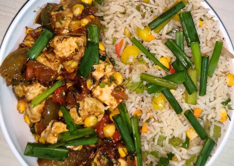 Steps to Prepare Speedy Ginger bell pepper rice with chilli paneer