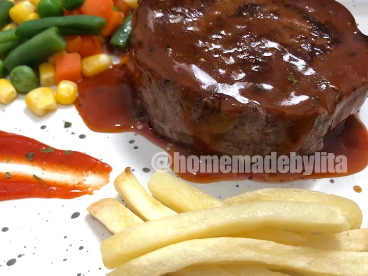 Langkah Mudah untuk Membikin Resep Steak sapi rumahan #homemadebylita yang Enak Banget Anti Ribet, Mantap Sekali