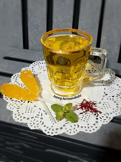عکسی از دستور دمنوش پوست به و زعفران☕