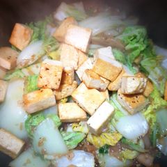 Tofu and Chinese leaf stir-fry A picture of Tofu and Chinese leaf stir-fry.